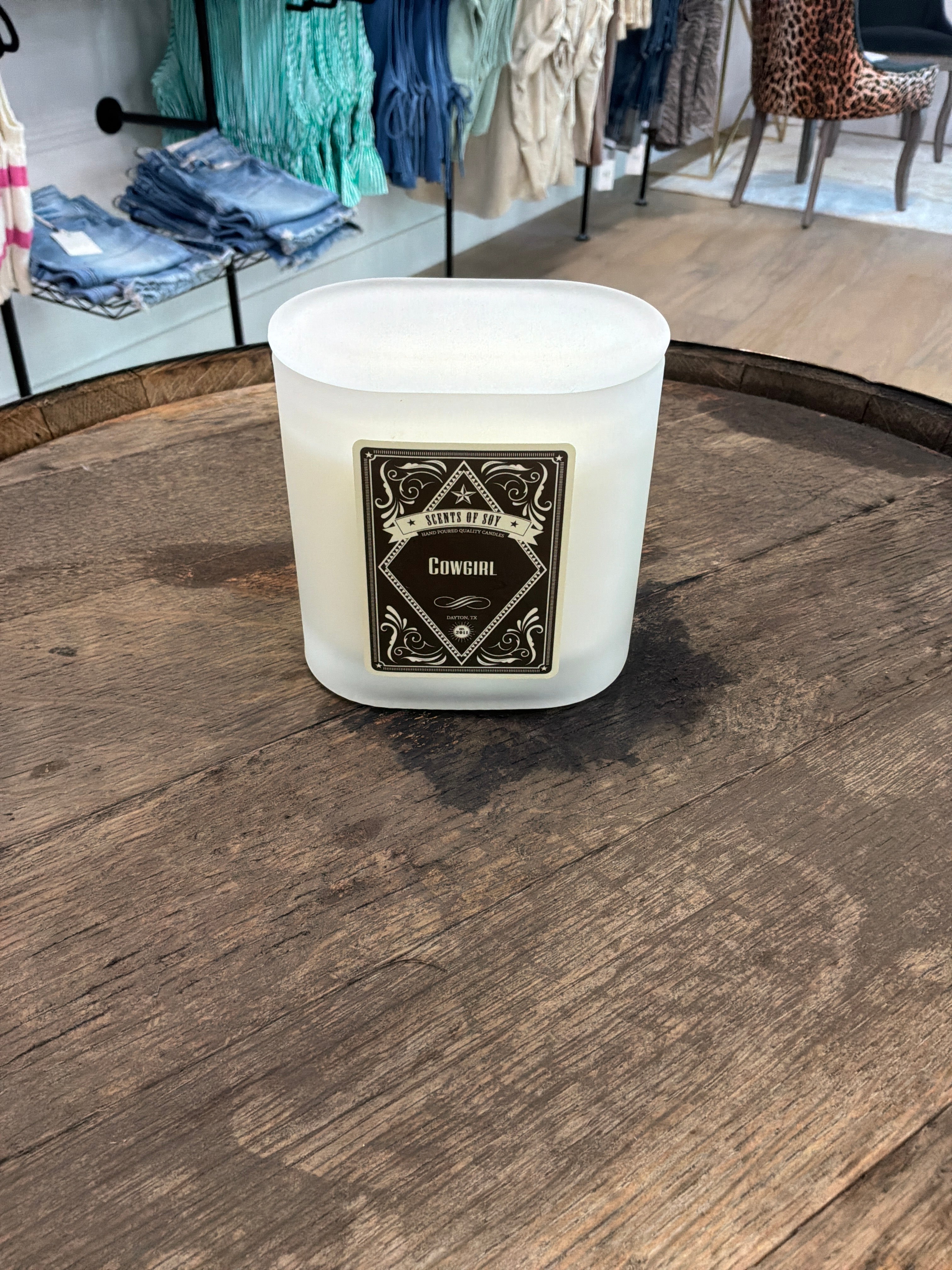 Scents of soy candle cowgirl