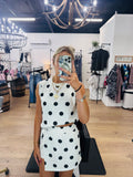 Ribbed trim polka dot set