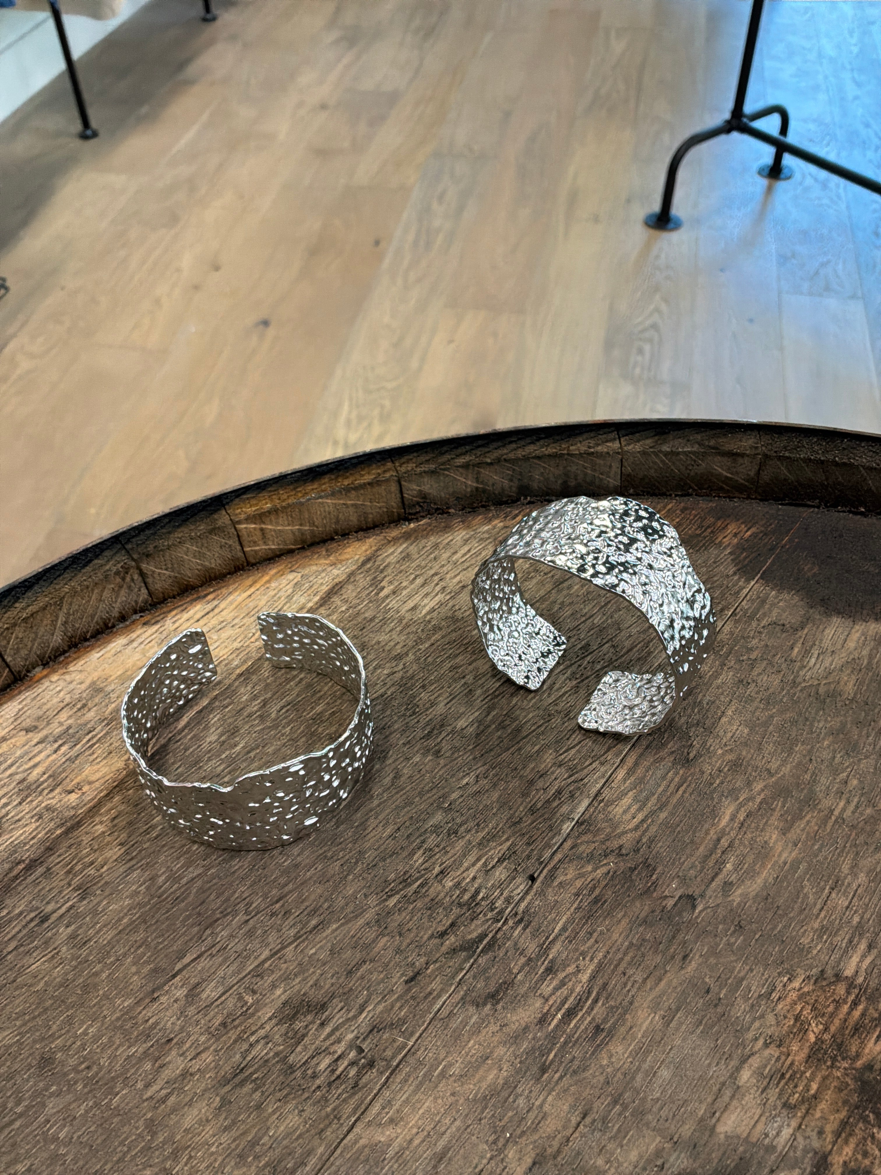 Textured silver cuff