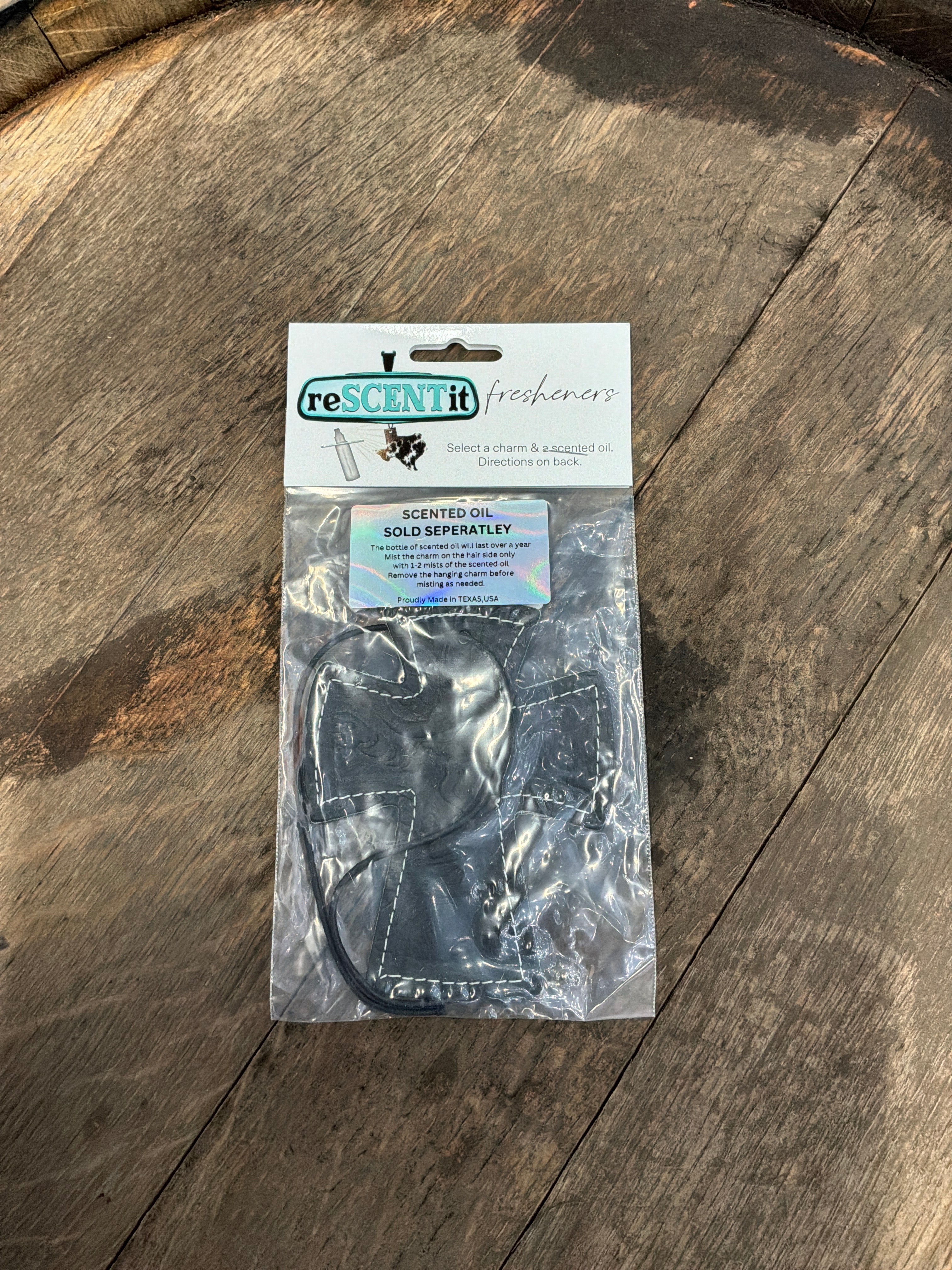 Re scent air freshener black tooled cross