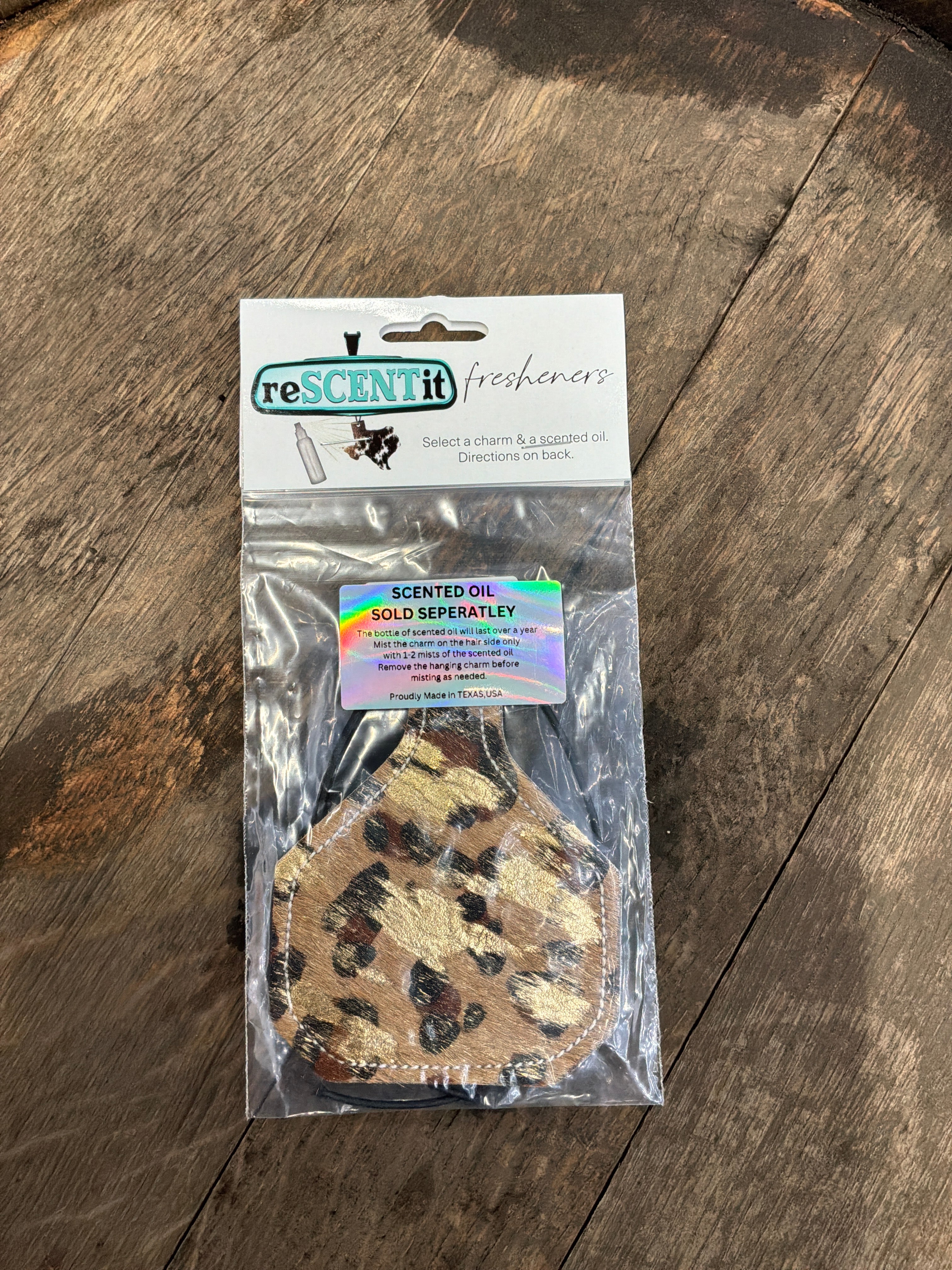 Re scent air freshener cheetah cow tag