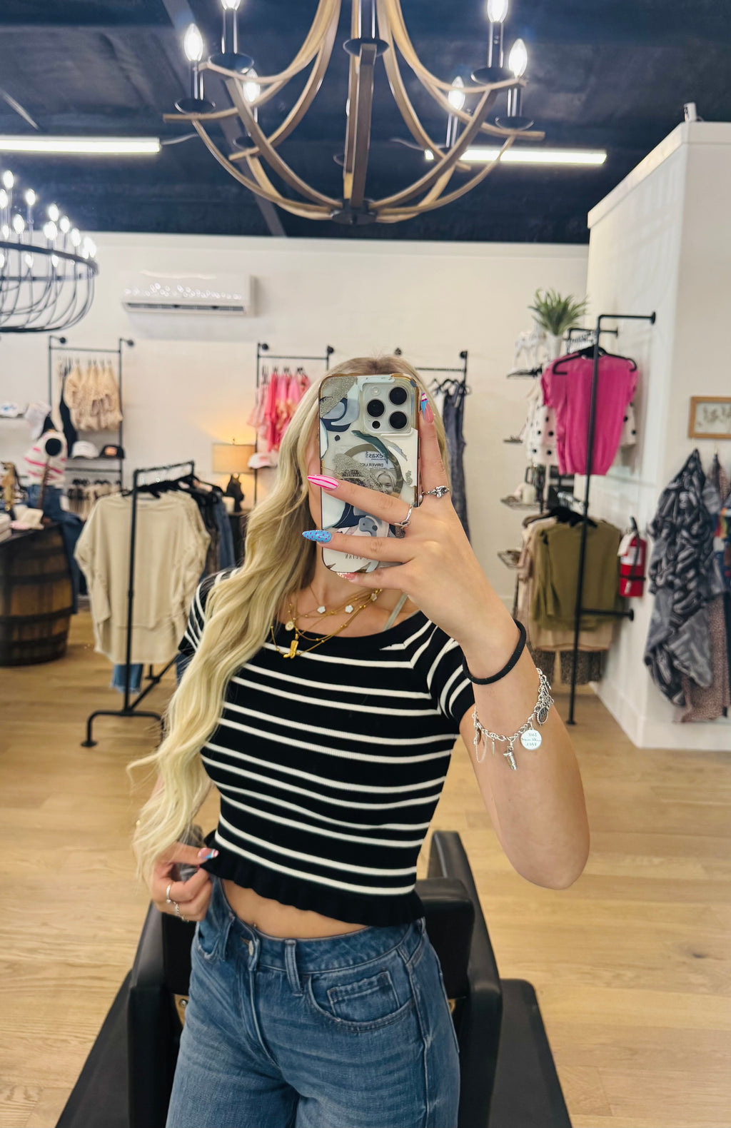 Soft Shoulder Striped Top