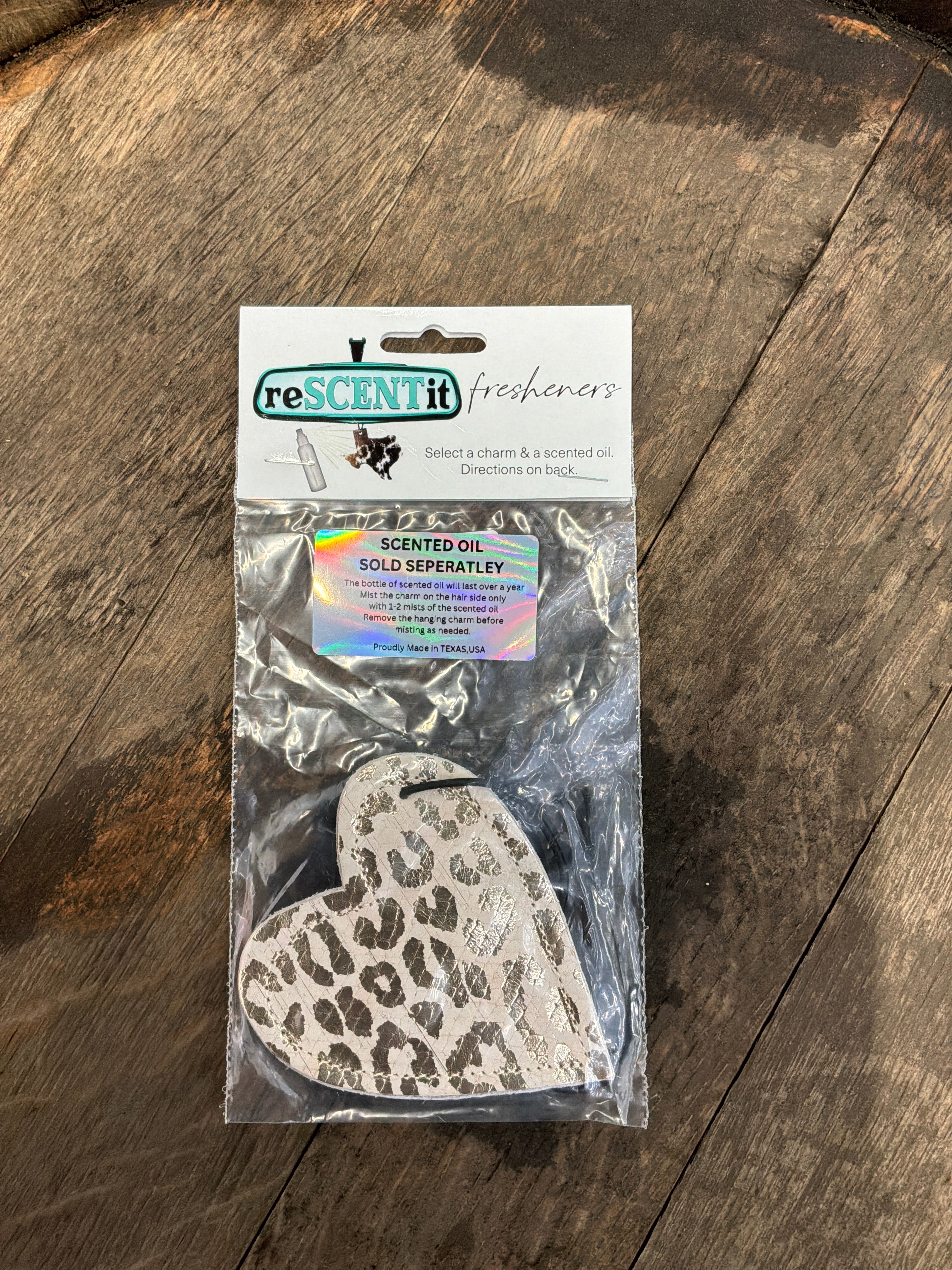 Re scent air freshener light cheetah heart & cowhide