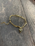 Gold heart chain bracelet