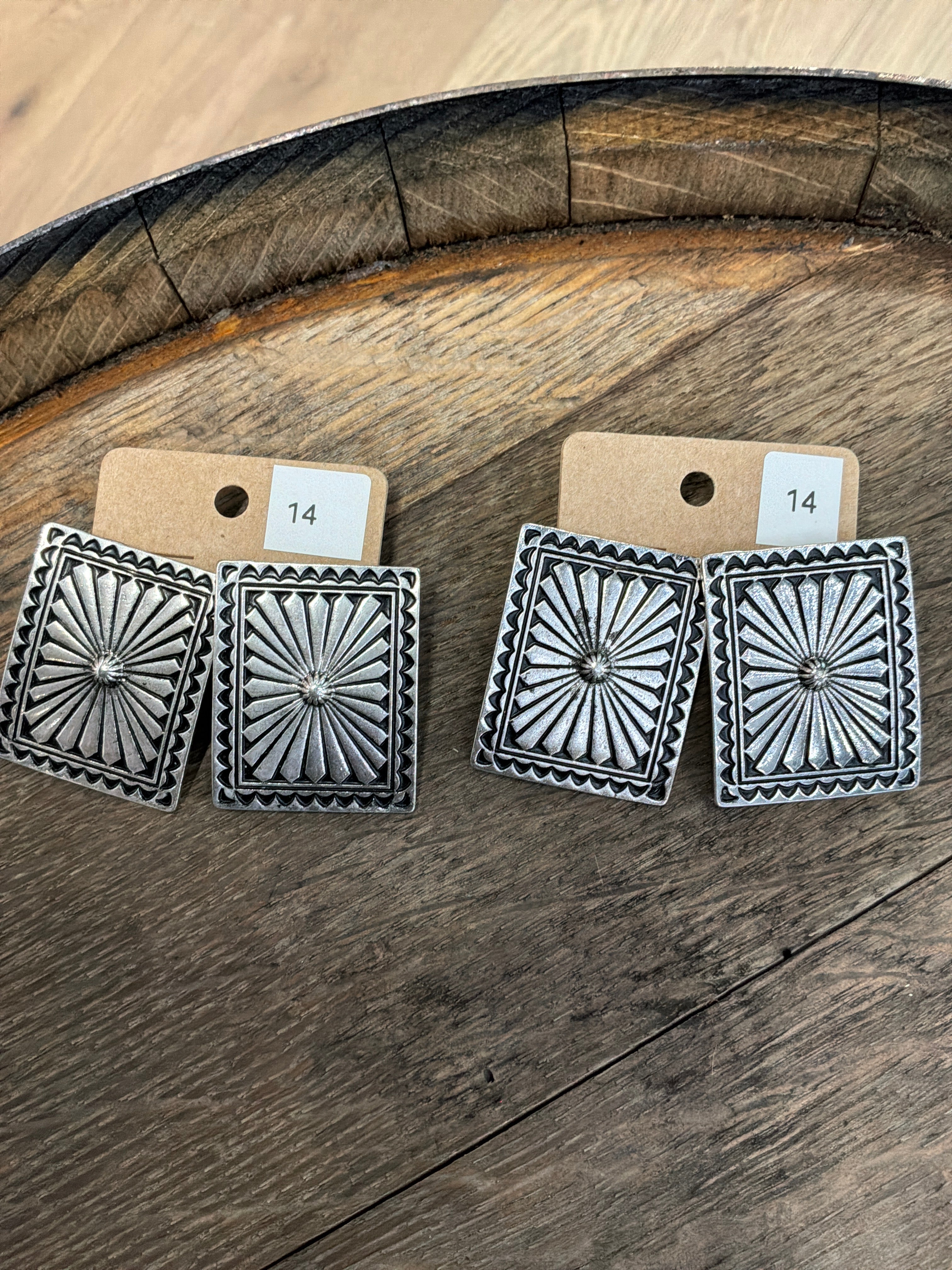 Silver concho earrings
