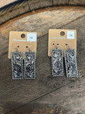 Silver tooled rectangle earrings