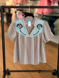 Western Horse Gingham Top
