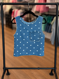 Washed Polka dot denim top
