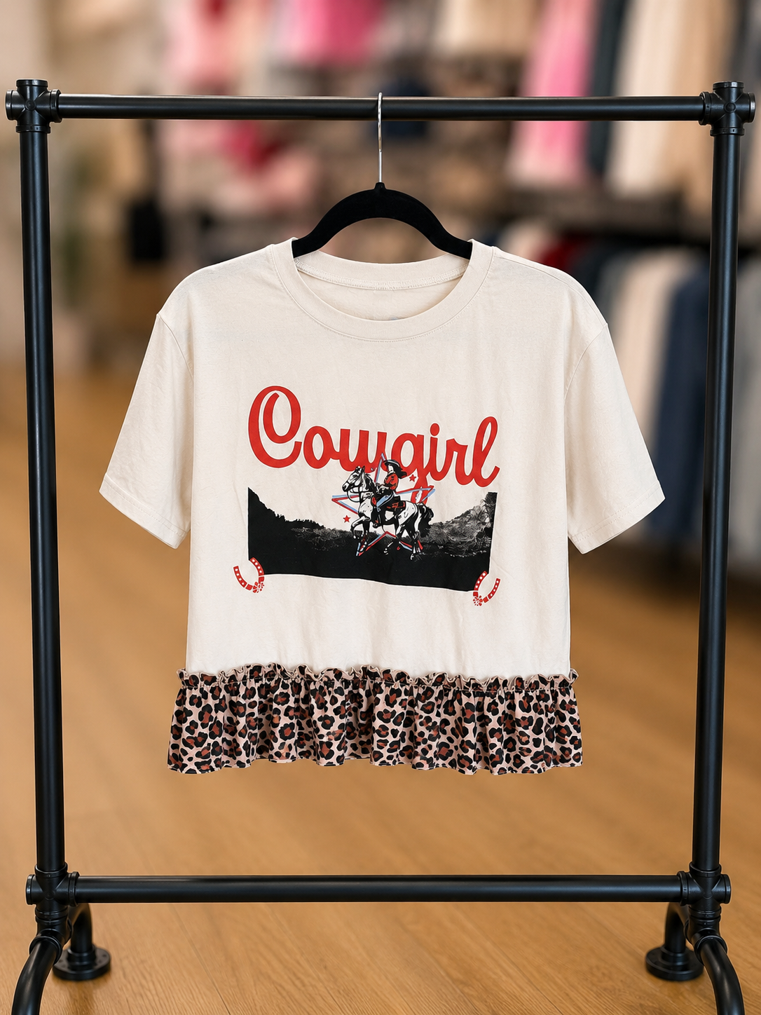Cowgirl Cheetah ruffle top