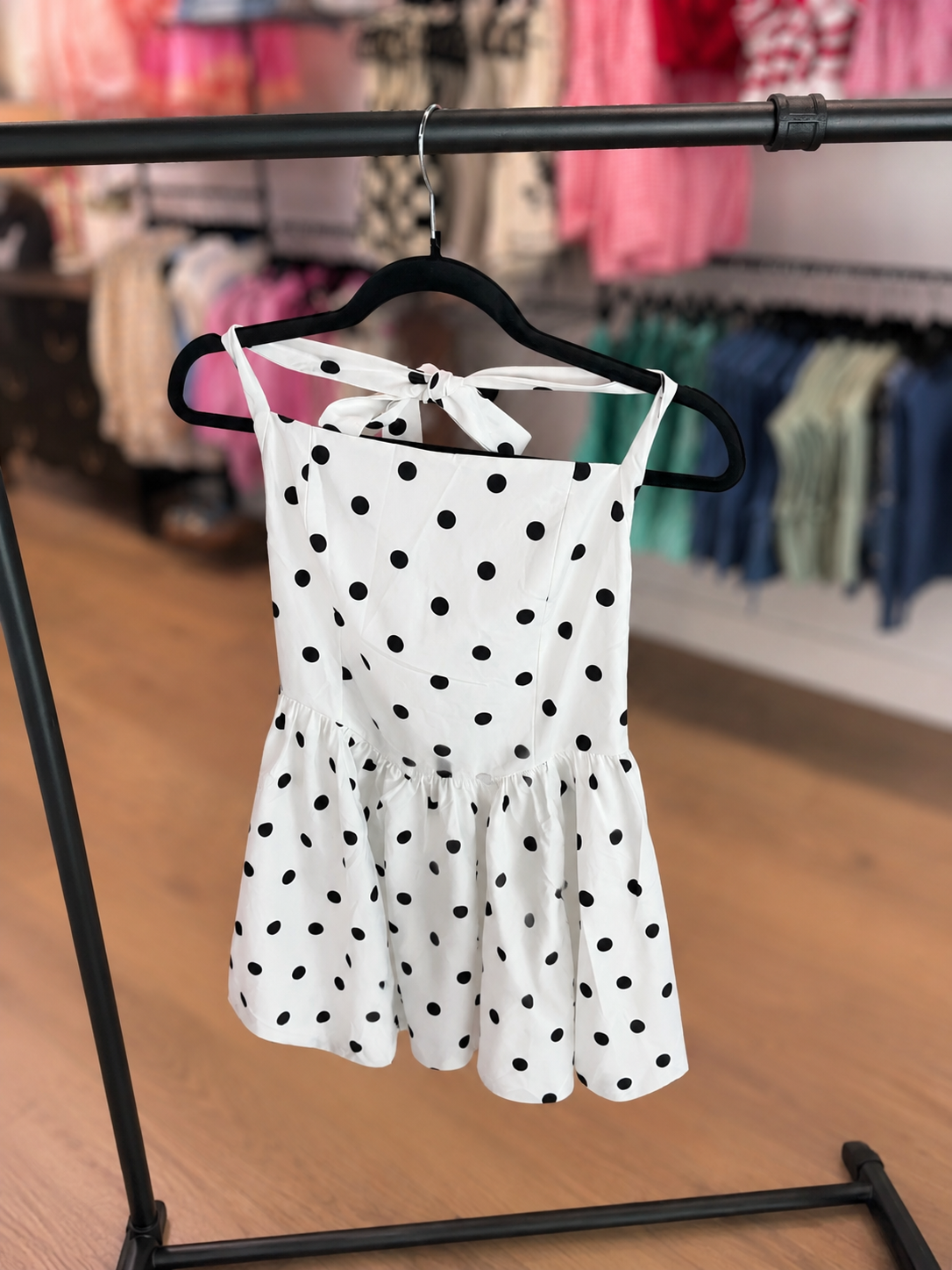 polka dot halter neck dress