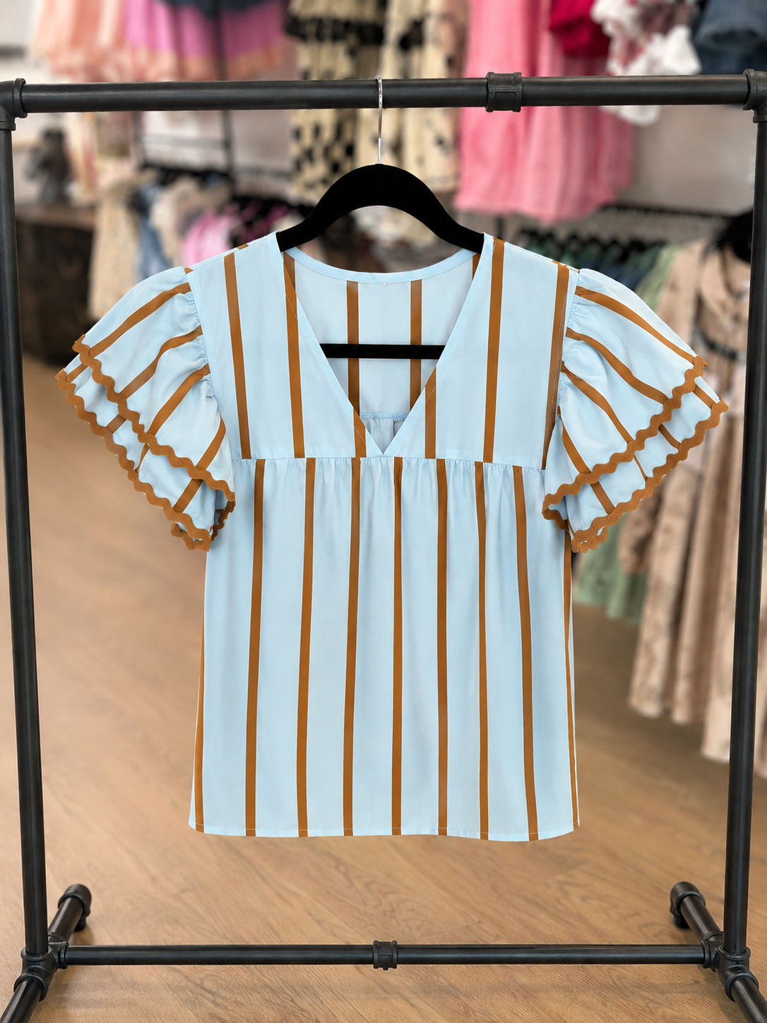 Sky Blue Trim Top