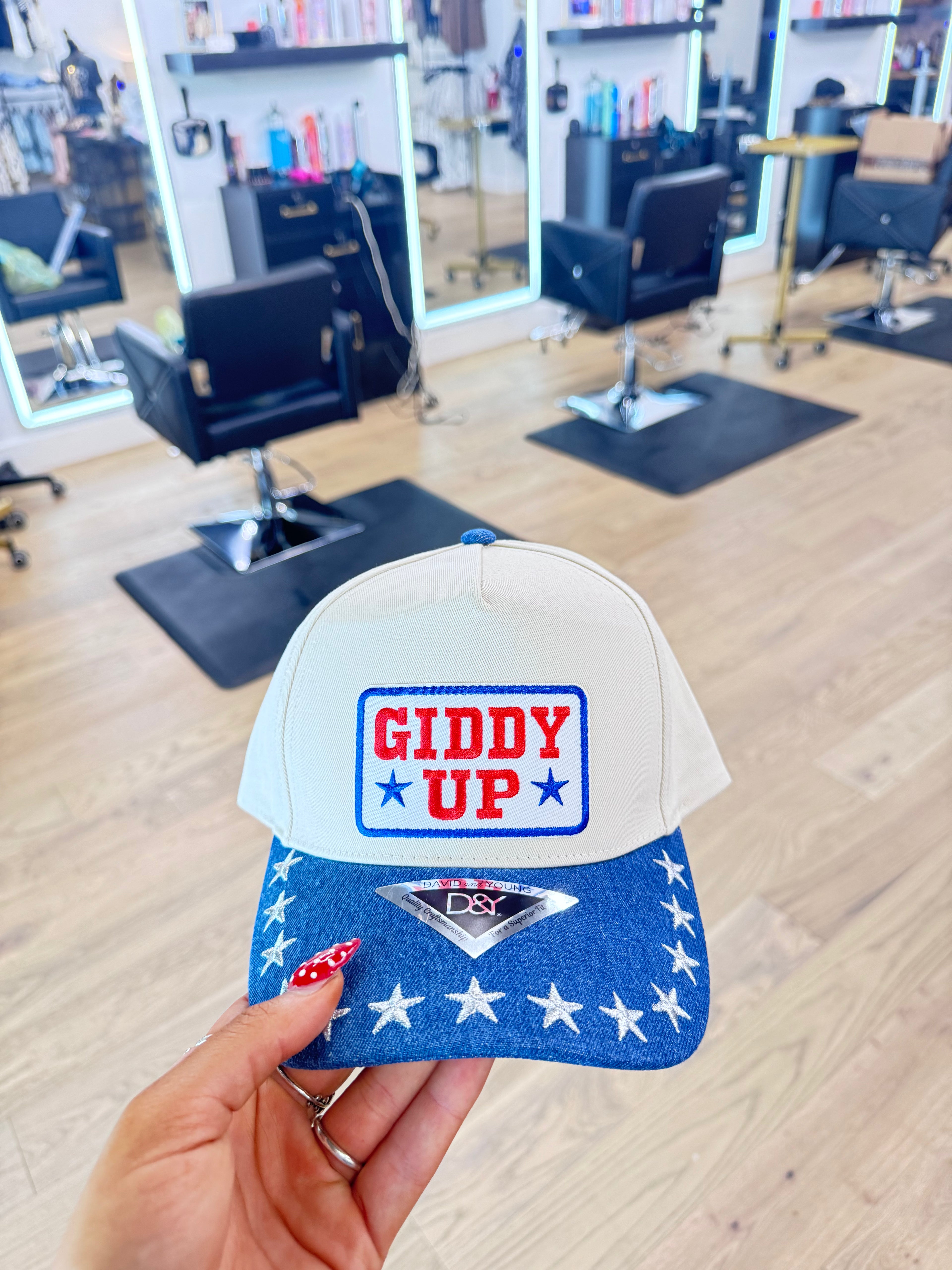 Dark denim giddy up hat