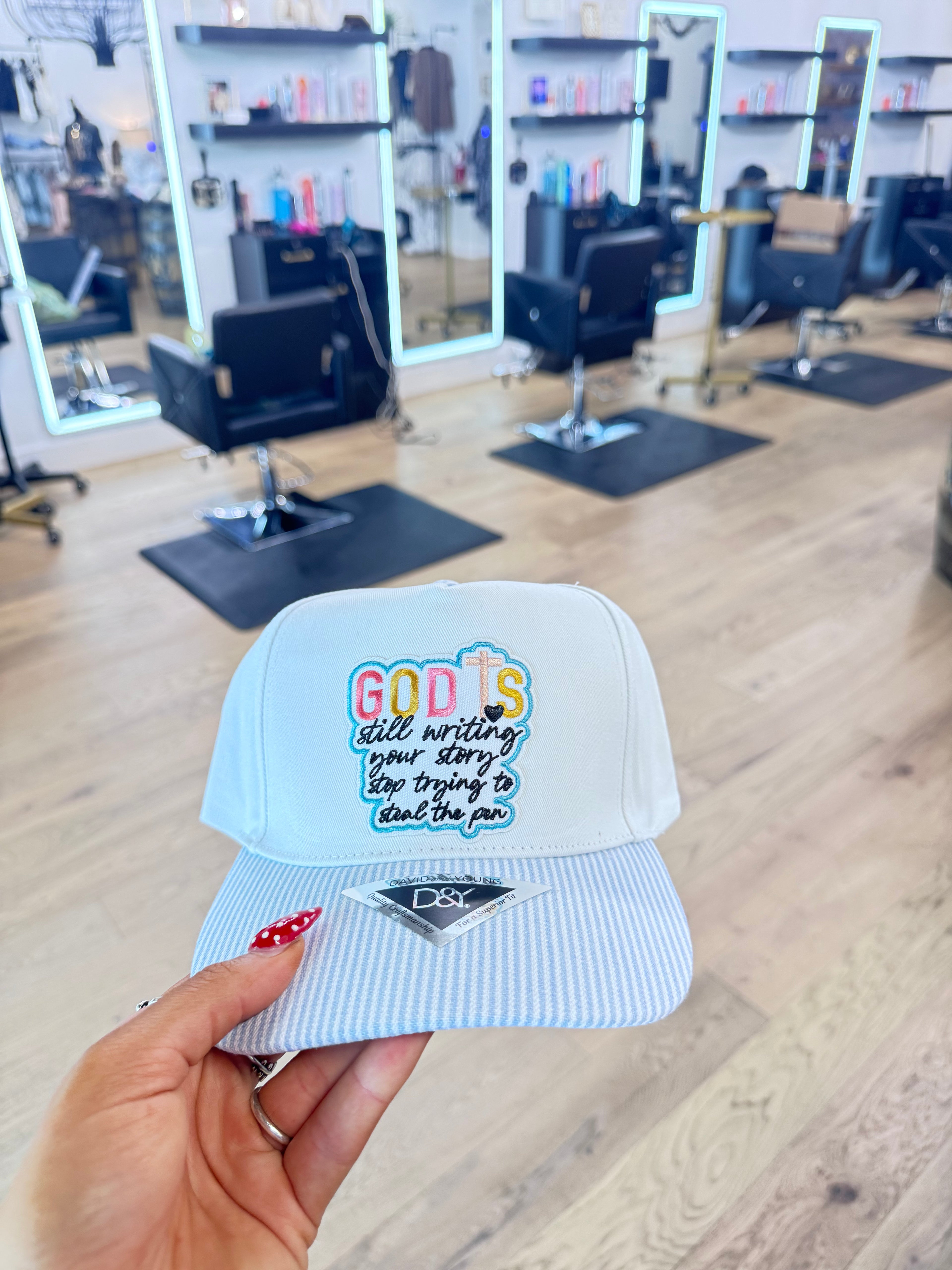 Blue striped God hat