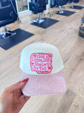 Pink corduroy God is within her