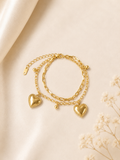 Gold double heart bracelet