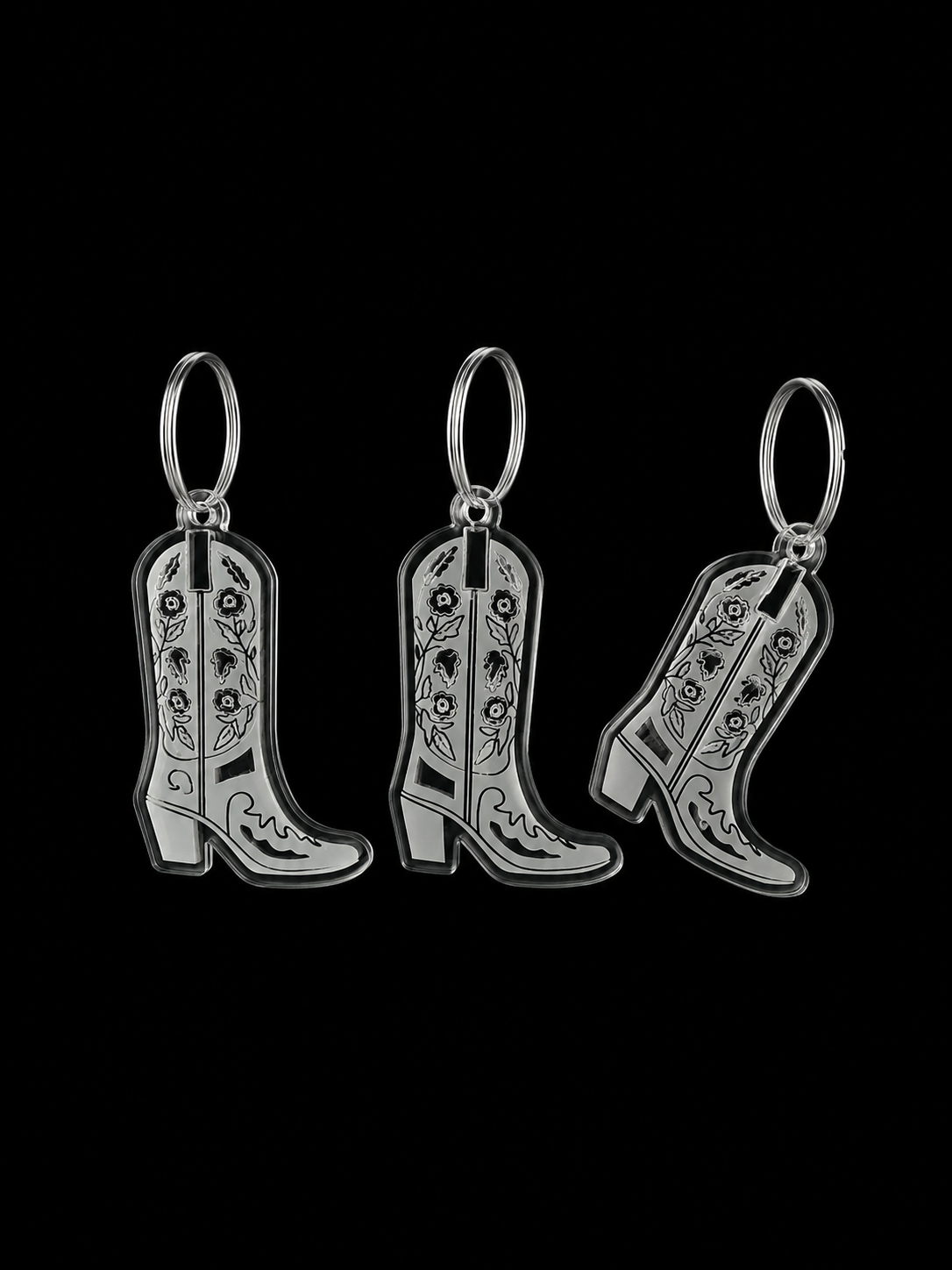 Floral Cowboy Boot Keychain