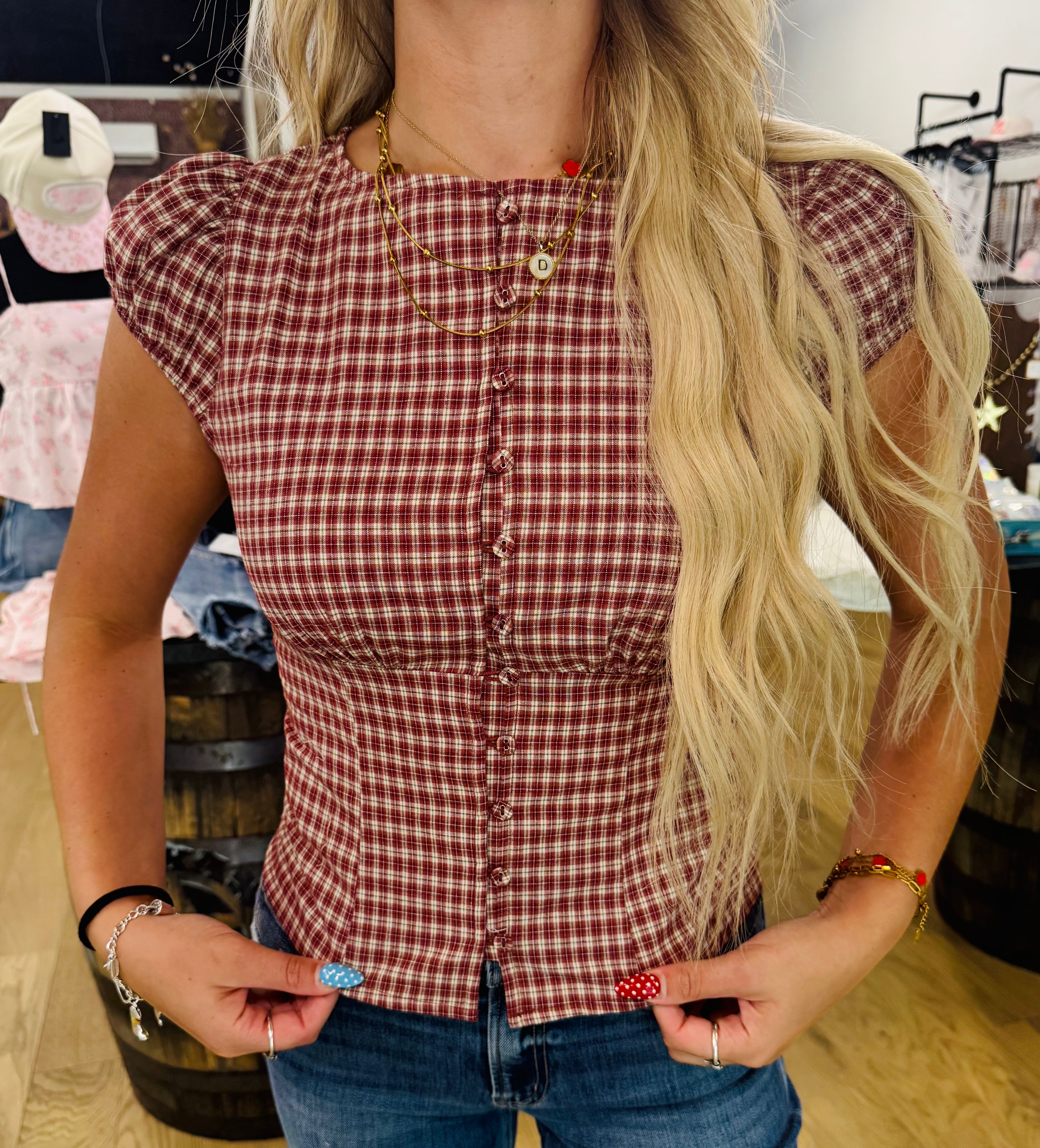 Plaid Button Down Top