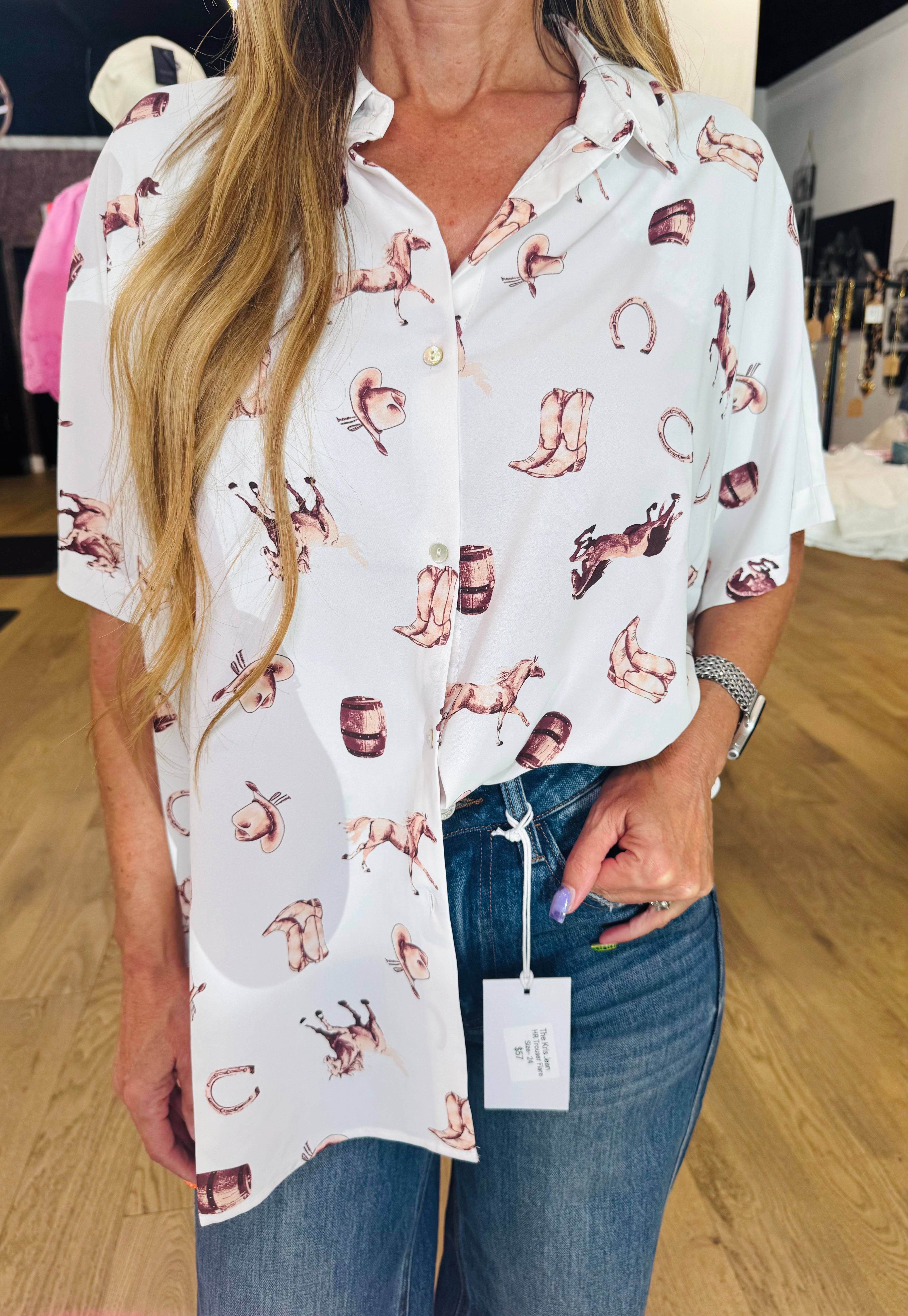 Western Print Button up