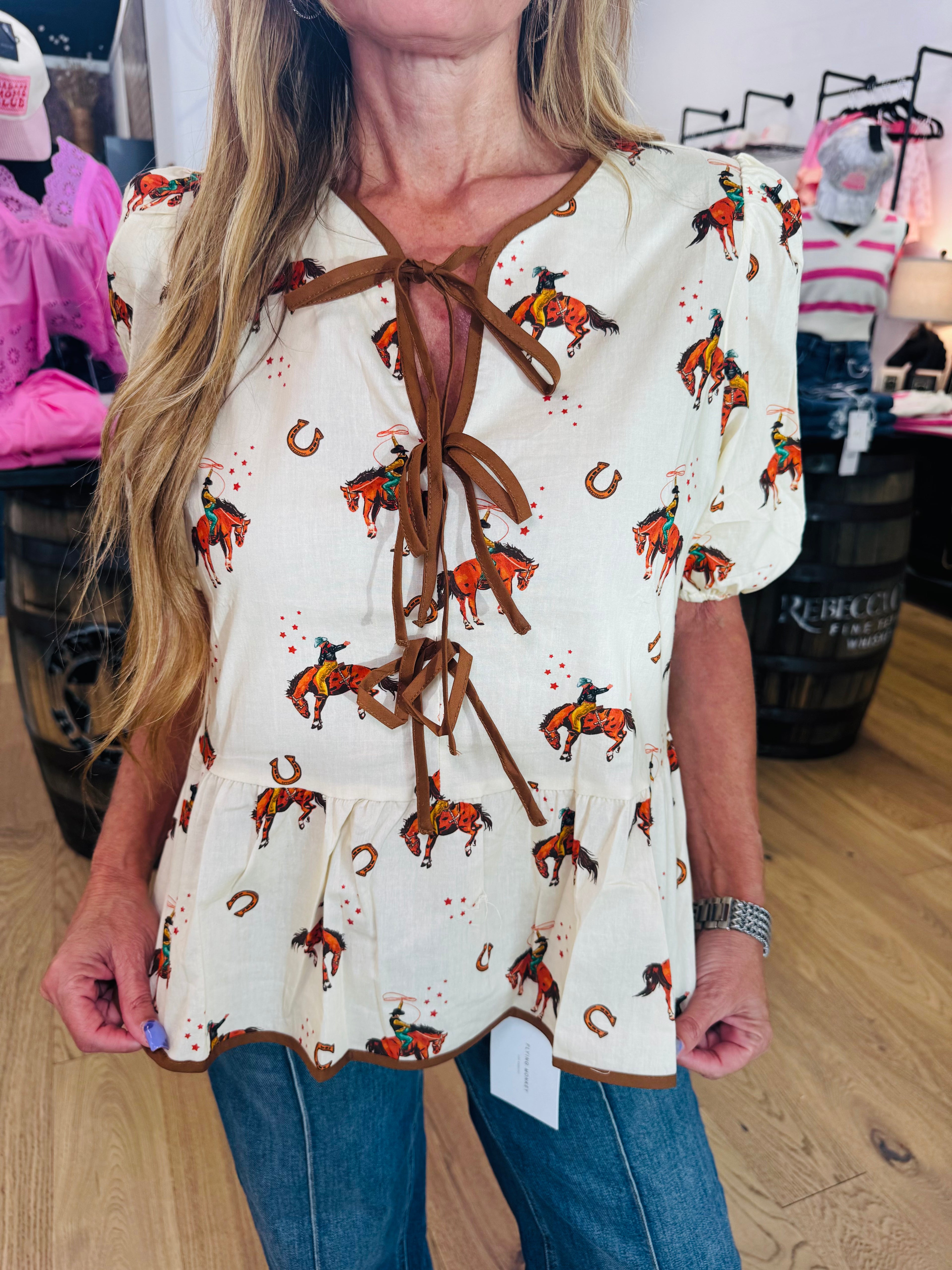 Western Cowboy Puff Top