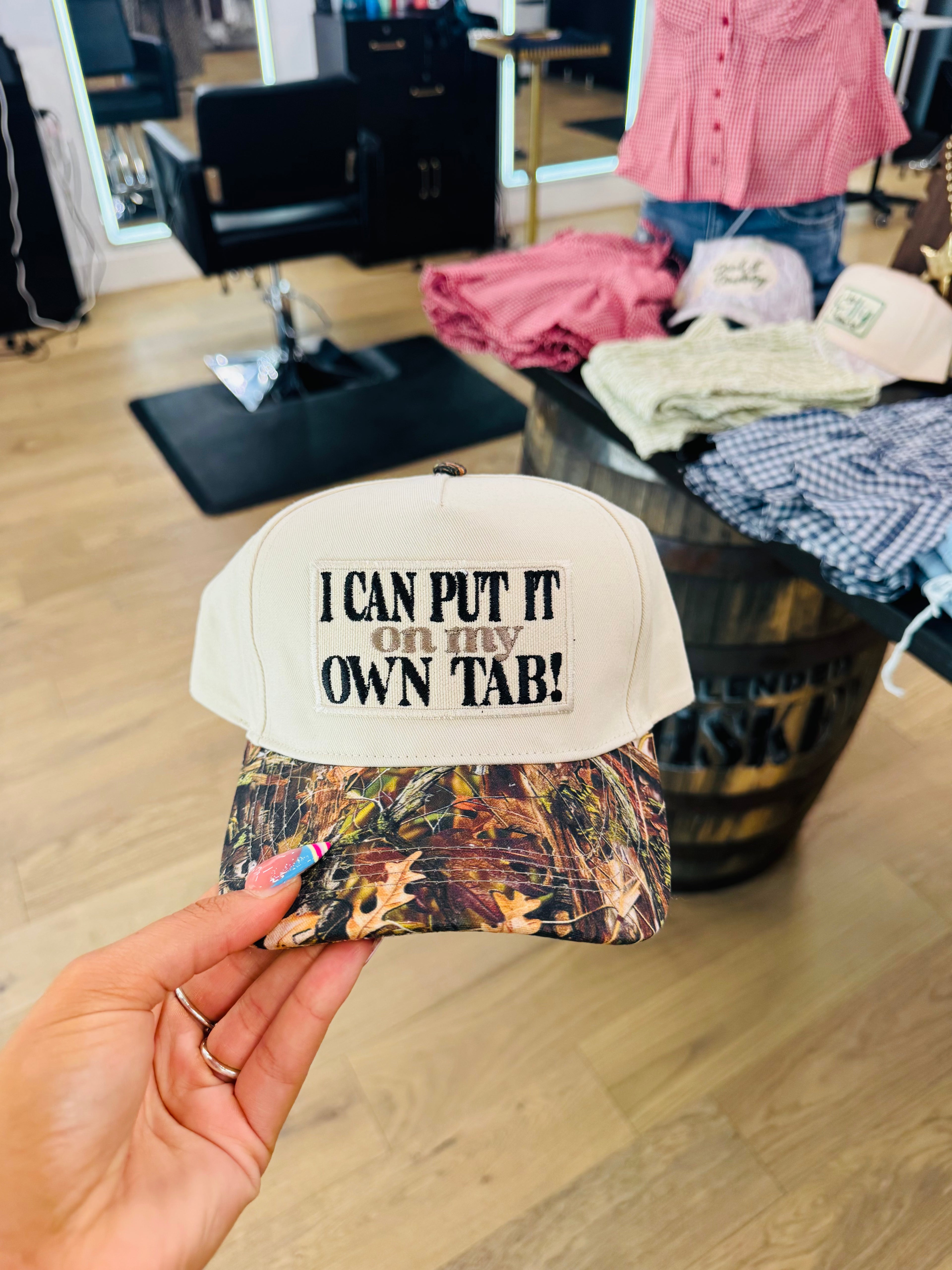 I can put it on my own tab hat