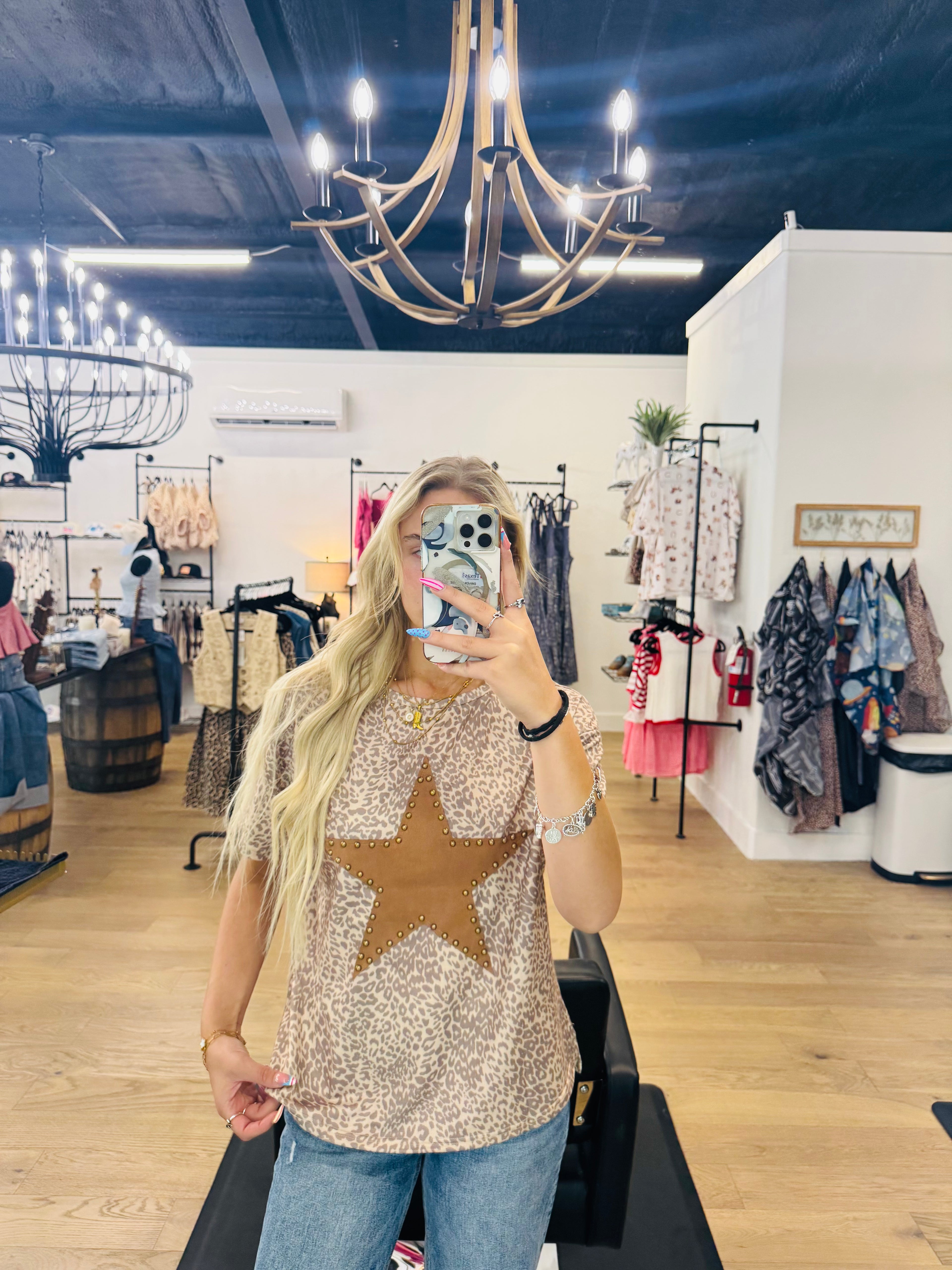 Leopard Studded Star T- shirt