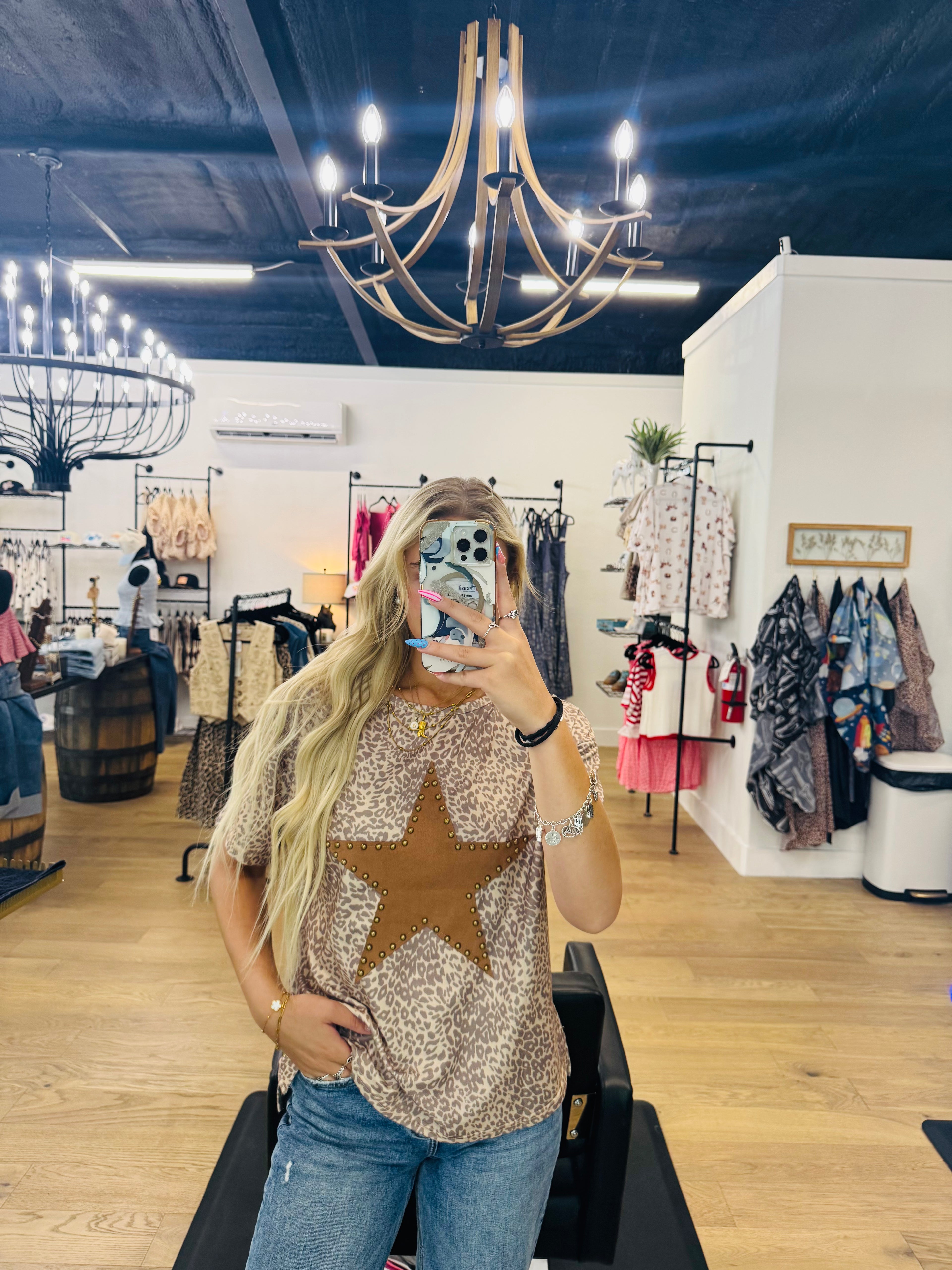 Leopard Studded Star T- shirt