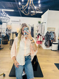 Glam shiny button top