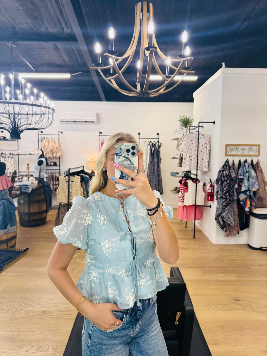 Endless Blu front tie top