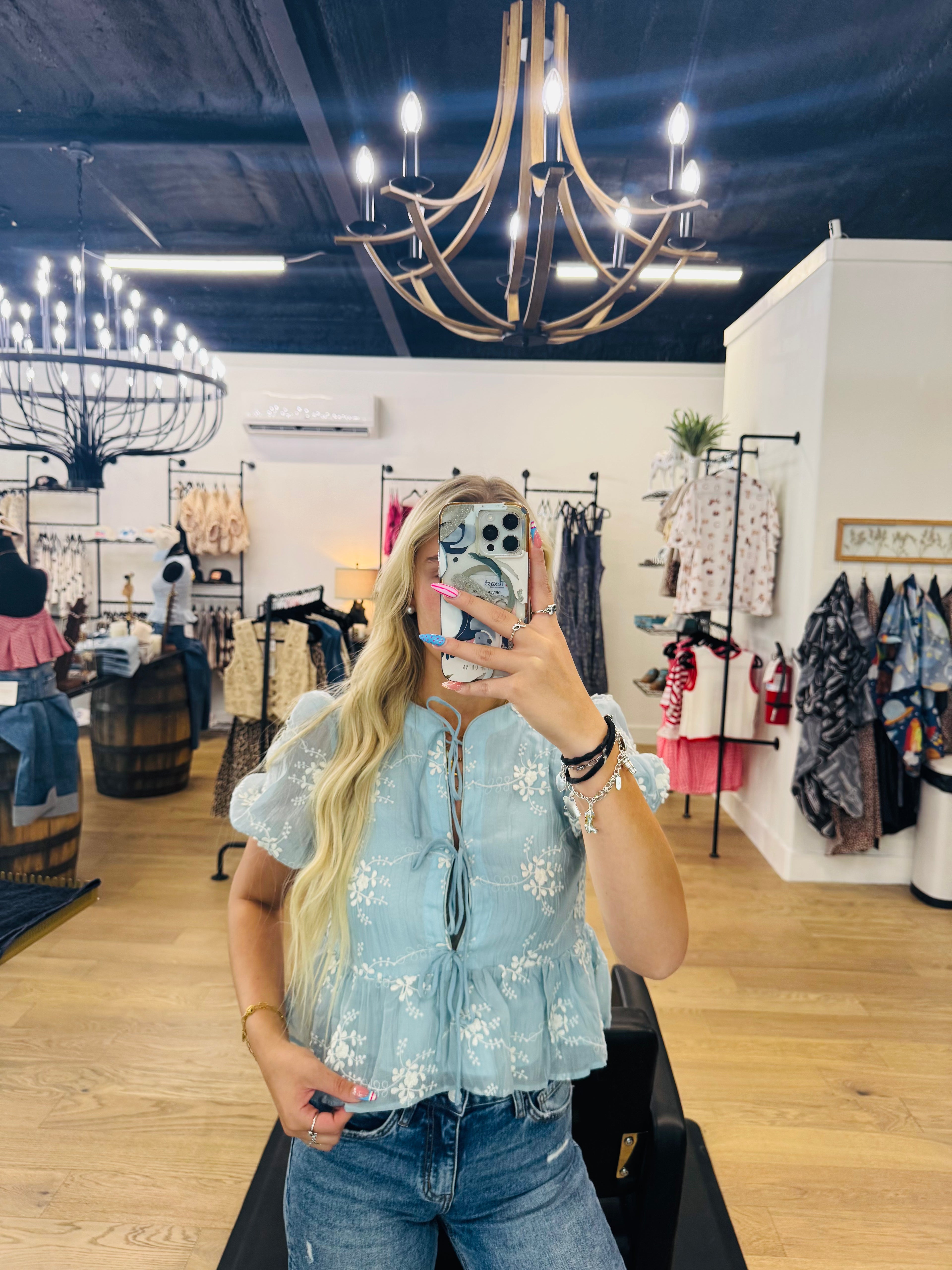 Endless Blu front tie top