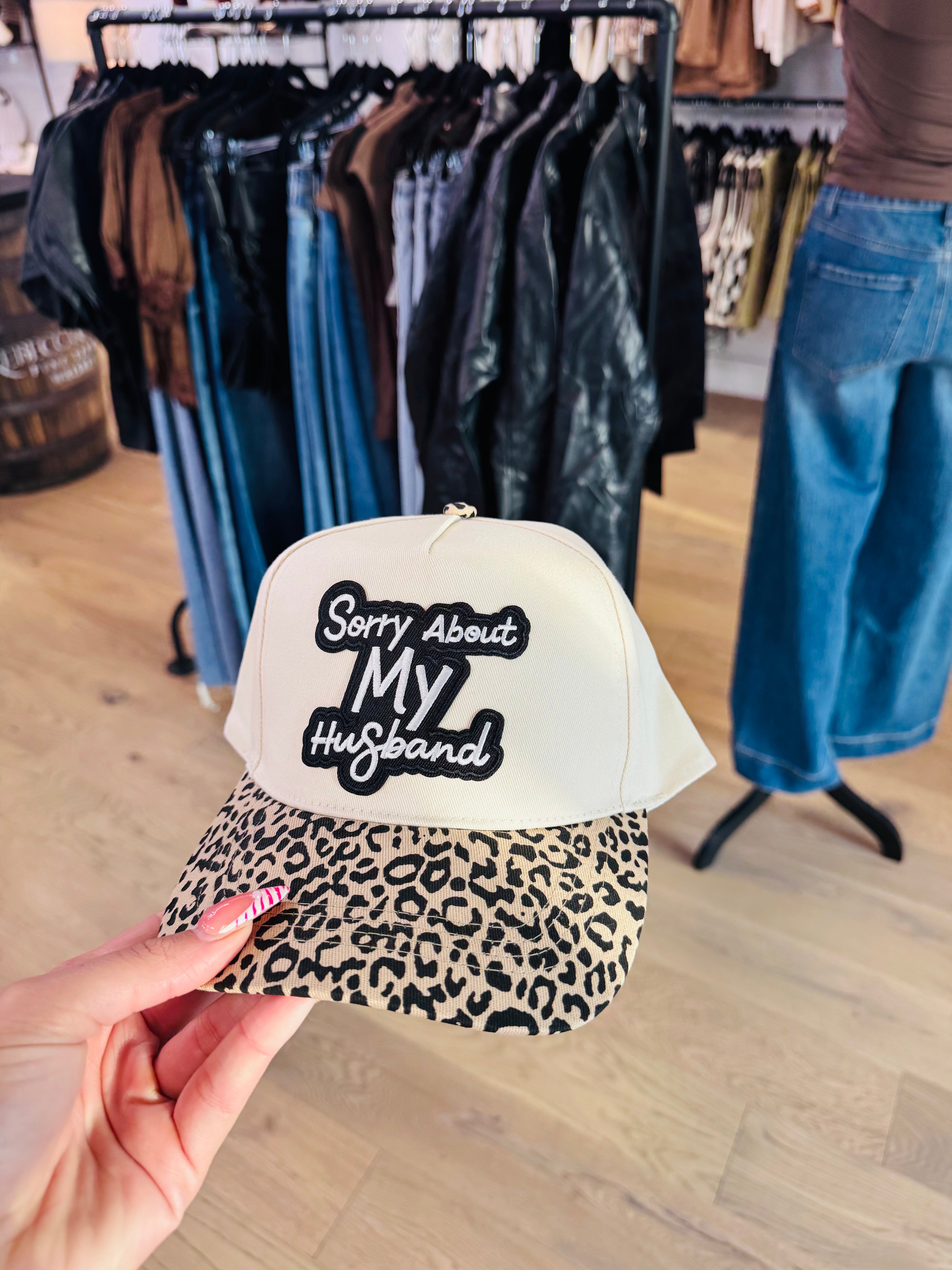 Sorry About My Husband Cheetah Hat
